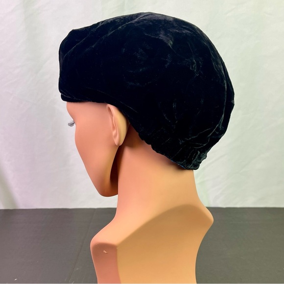 Vintage Reversible Velvet Beret Hat Black & Teal - Picture 5 of 8